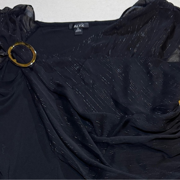 Alyx Black Sheer Top with Gold Accent - Picture 4 of 5